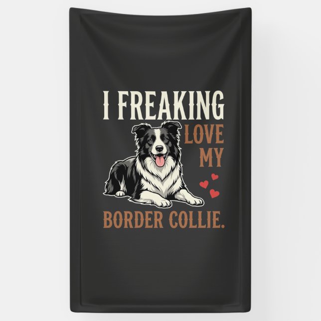 Funny Border Collie Love Dog Banner (Vertical)