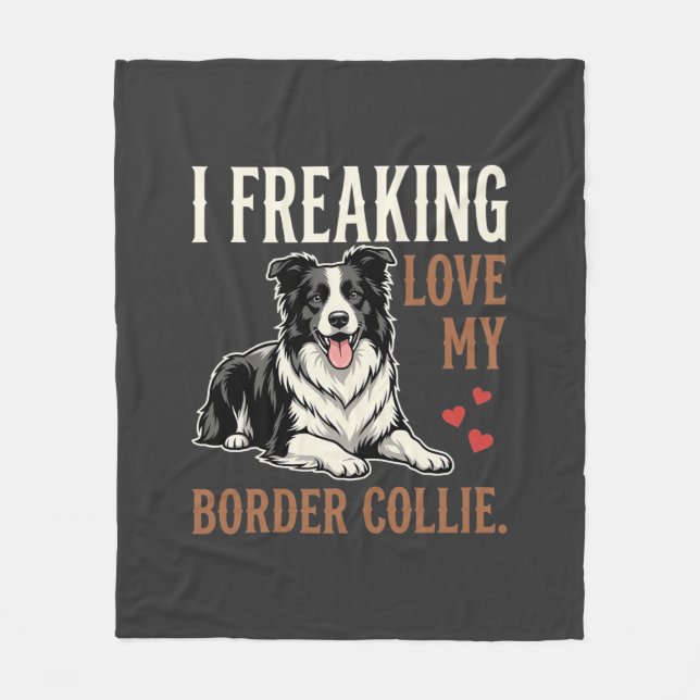Funny Border Collie Love Dog Fleece Blanket (Front)