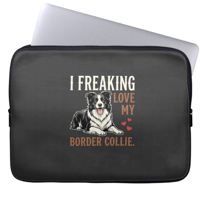 Funny Border Collie Love Dog Laptop Sleeve (Front)