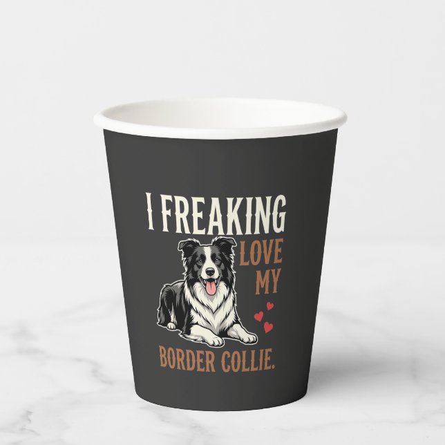 Funny Border Collie Love Dog Paper Cups (Front)