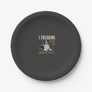 Funny Border Collie Love Dog Paper Plate