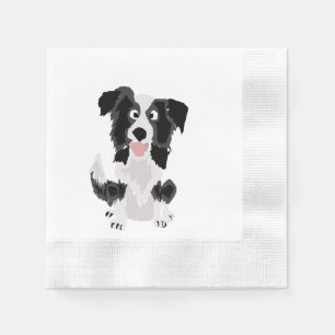 Funny Border Collie Puppy Dog Art Napkin