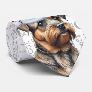 Funny Border Terrier Christmas Dog Lover Tie