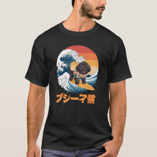 Funny Bordoodle Japanese Kanagawa Wave Dog T-Shirt