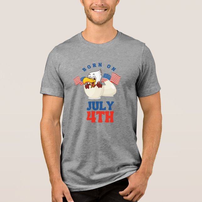 Funny Born on July 4th Eagle T-Shirt Tri-Blend Shirt (Front)