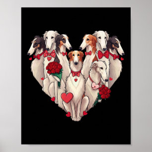 Funny Borzoi Heart Valentine Borzoi Womens Mens Ki Poster