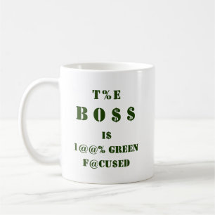 Funny Boss Dollar Percent Money Symbols in Green Coffee Mug
