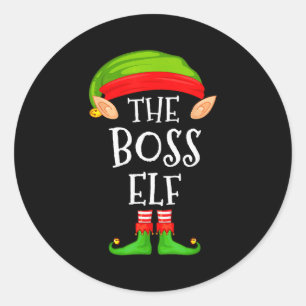 Funny Boss Elf Family Christmas Boss Elf Sweater M Classic Round Sticker