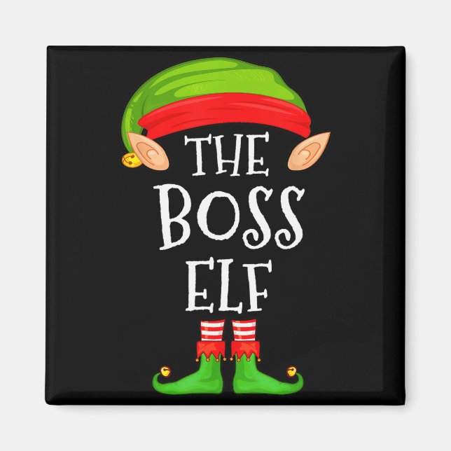 Funny Boss Elf Family Christmas Boss Elf Sweater M Magnet (Front)