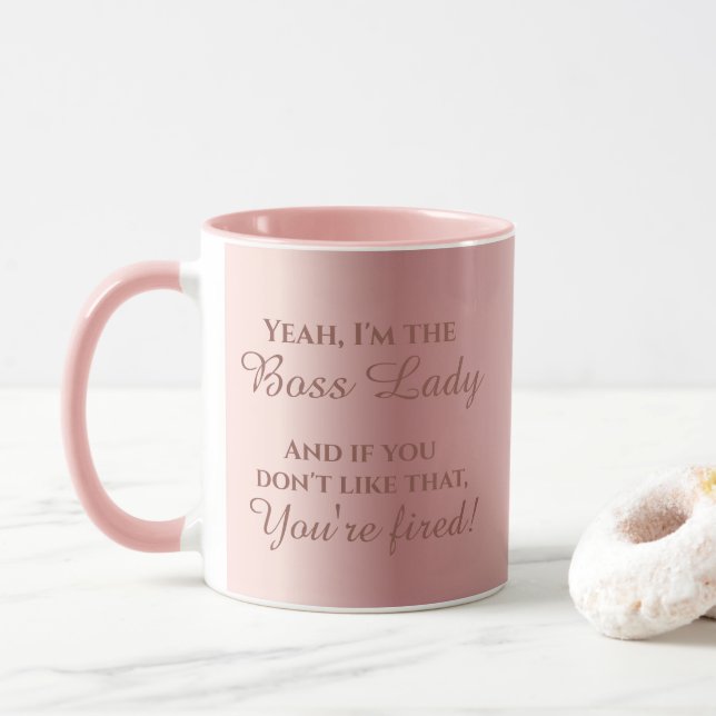 Funny Boss Lady Coffee Mug Humourous Boss Gift (With Donut)