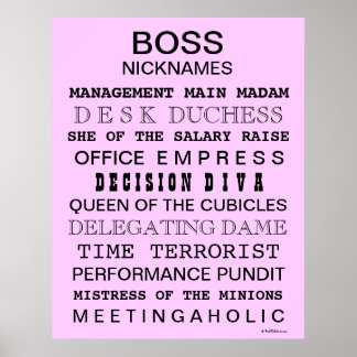 Funny Boss Poster | Office Sign | Female Boss Gift