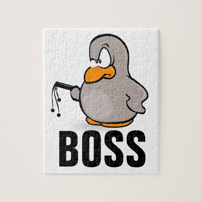 FUNNY BOSS PUZZLE, PENGUIN WITH WHIP JIGSAW PUZZLE (Vertical)