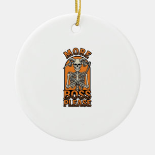 Funny Boss Skeleton Vintage Halloween Shirt_1 Ceramic Ornament