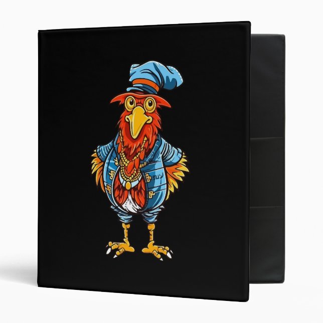 Funny Bossy Cartoon Rooster Binder (Front/Inside)