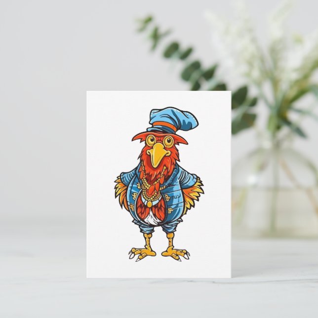Funny Bossy Cartoon Rooster Card (Standing Front)