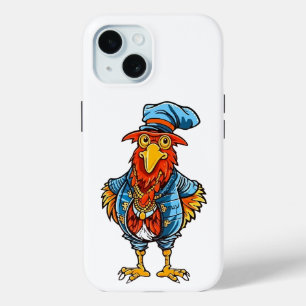 Funny Bossy Cartoon Rooster iPhone 15 Case