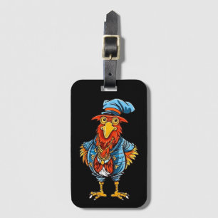 Funny Bossy Cartoon Rooster Luggage Tag
