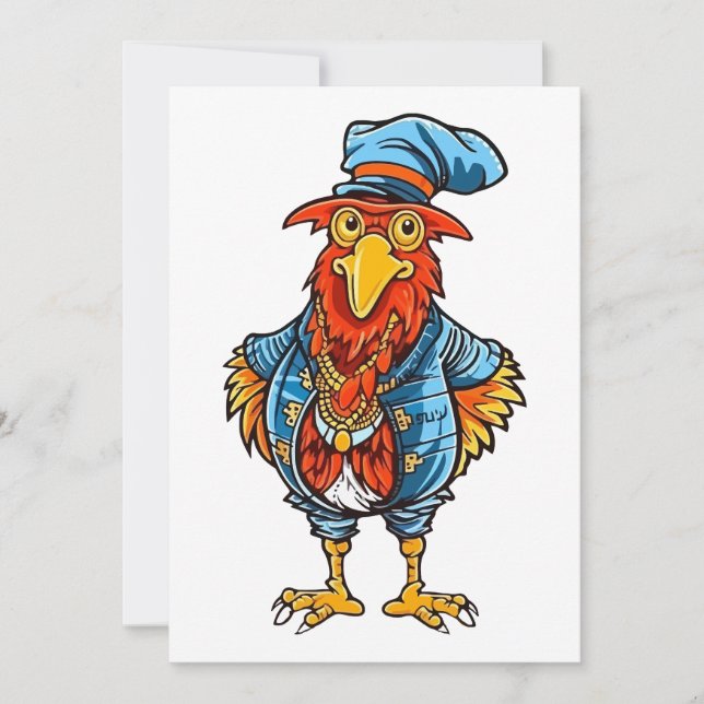 Funny Bossy Cartoon Rooster Thank You Card (Front)
