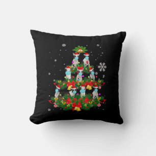 Funny Boston Terrier Christmas Tree Dog Mask Xmas Throw Pillow