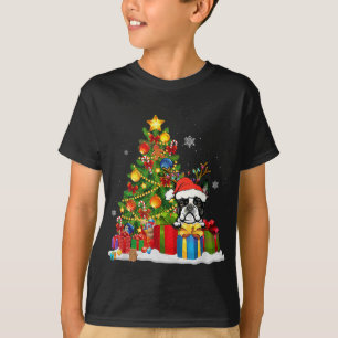 Funny Boston Terrier Christmas Tree Light Dog Xmas T-Shirt