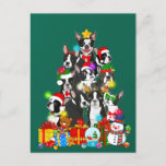 Funny Boston Terrier Christmas Tree Lights Puppy Postcard<br><div class="desc">Funny Boston Terrier Christmas Tree Lights Puppy Dog</div>