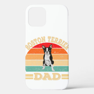 Funny Boston Terrier Dad Print Dog Vintage Retro iPhone 12 Pro Case