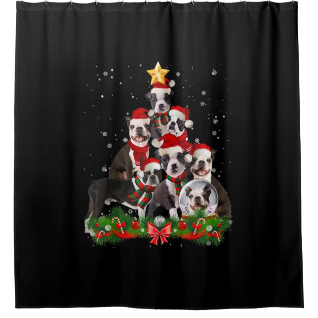 Funny Boston Terrier Dog Christmas Tree Gift (Front)