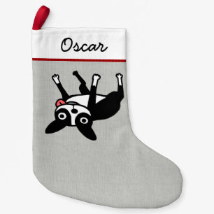 Funny Boston Terrier Dog Personalized Small Christmas Stocking