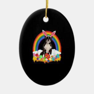 Funny Boston Terrier Egg Shirt Dog Lover Easter Ceramic Ornament