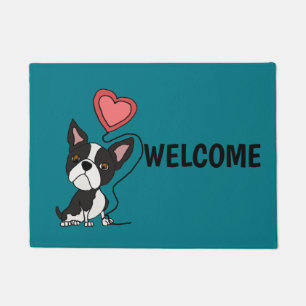 Funny Boston Terrier Love Cartoon Doormat