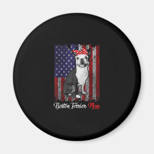 Funny Boston Terrier Mom American Flag Tee T-Shirt Magnet