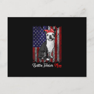 Funny Boston Terrier Mom American Flag Tee T-Shirt Postcard