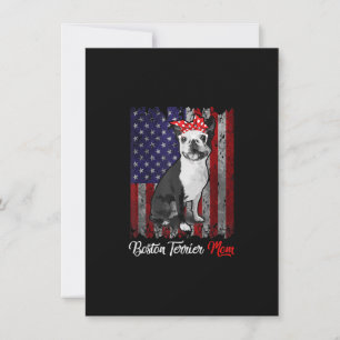 Funny Boston Terrier Mom American Flag Tee T-Shirt Thank You Card