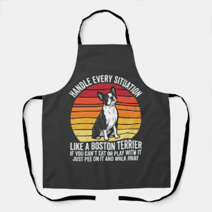 Funny Boston Terrier Retro Dog Attitude Apron