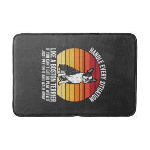 Funny Boston Terrier Retro Dog Attitude Bath Mat