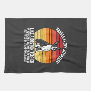 Funny Boston Terrier Retro Dog Attitude Kitchen Towel