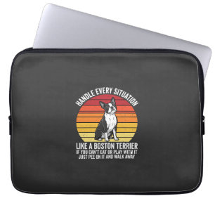 Funny Boston Terrier Retro Dog Attitude Laptop Sleeve