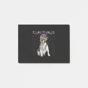 Funny Boston Terrier Wearing Carnival Mask Mardi Post-it Notes