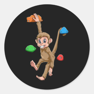 Funny Bouldering And Rock Climbing Monkey Classic Round Sticker