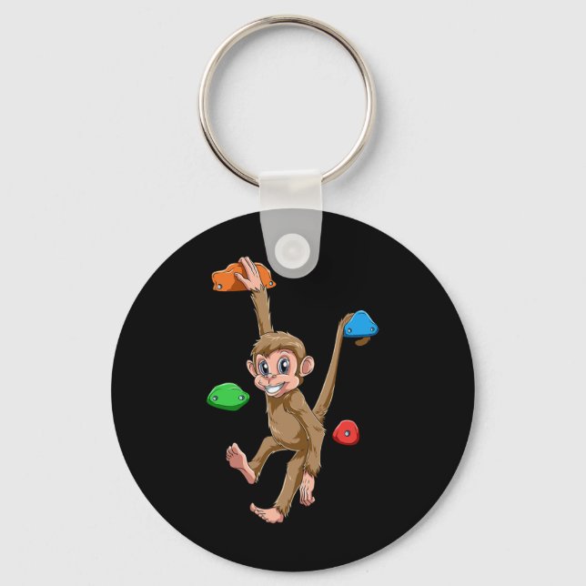 Funny Bouldering And Rock Climbing Monkey  Keychain (Front)