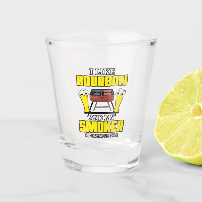 funny bourbon lovers word art  shot glass (Front)
