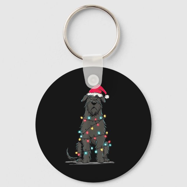 Funny Bouvier Des Flandres Christmas Graphics Dog  Keychain (Front)