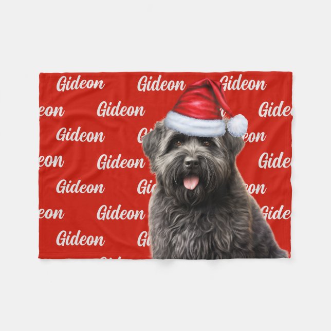 Funny Bouvier Dog Name Patterned Christmas Fleece Blanket (Front (Horizontal))