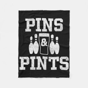 Funny Bowling Beer Drinking Bowler Pins And Pints Fleece Blanket