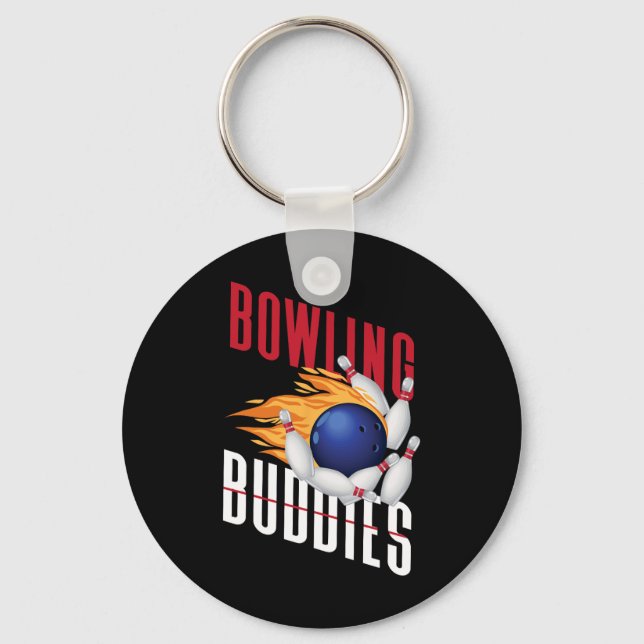 Funny Bowling Besties Friends Bowling Buddies  Keychain (Front)