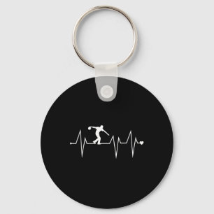 Funny Bowling Bowler Player Heartbeat Heart Pulse Keychain