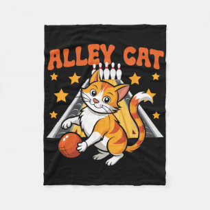 Funny Bowling Cat Pun Alley Cat Fleece Blanket