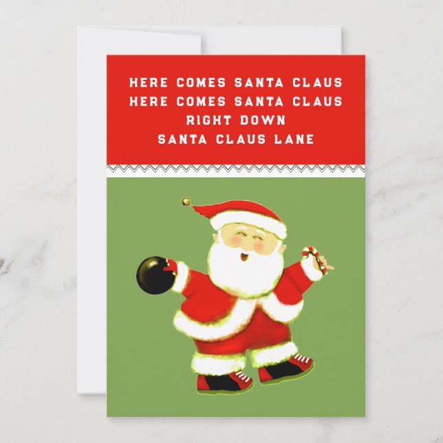 Funny Bowling Christmas Holiday Card (Front)