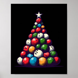 Funny Bowling Christmas Tree Lights For Men Women  Poster