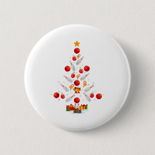 Funny Bowling Christmas Tree Lights Xmas For Men W 2 Inch Round Button